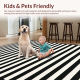 Ultra Soft Area Rug, Non Slip, Stain Resistant, Washable Area Rugs for Living Room, Bedroom, Contemporary Black White Striped Rug:  Indoor/Outdoor Design(Black)