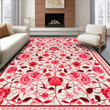 Ultra Soft Area Rug, Non Slip, Stain Resistant, Washable Area Rugs for Living Room, Bedroom, Whimsical Bright Blossom Theme(Pink)