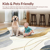 Ultra Soft Area Rug, Non Slip, Stain Resistant, Washable Area Rugs for Living Room, Bedroom, Rustic Neutral Patterned Layers(Gray)