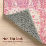 Ultra Soft Area Rug, Non Slip, Stain Resistant, Washable Area Rugs for Living Room, Bedroom, Luxurious Bold Floral Embellishments(Pink)