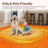 Ultra Soft Area Rug, Non Slip, Stain Resistant, Washable Area Rugs for Living Room, Bedroom, Whimsical Sunburst Boho Aesthetic(Orange)