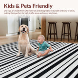 Ultra Soft Area Rug, Non Slip, Stain Resistant, Washable Area Rugs for Living Room, Bedroom, Classic Monochrome Striped Rug With Contemporary Linear Design For Home(Black)