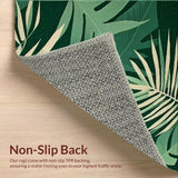 Ultra Soft Area Rug, Non Slip, Stain Resistant, Washable Area Rugs for Living Room, Bedroom, Botanical Green Nature Motif(Green)
