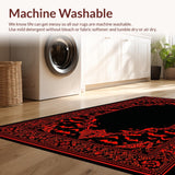 Ultra Soft Area Rug, Non Slip, Stain Resistant, Washable Area Rugs for Living Room, Bedroom, Bold Red and Black Theme(Black)