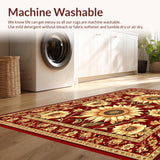 Ultra Soft Area Rug, Non Slip, Stain Resistant, Washable Area Rugs for Living Room, Bedroom, Warm Red Floral Harmony Style(Red)
