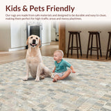 Ultra Soft Area Rug, Non Slip, Stain Resistant, Washable Area Rugs for Living Room, Bedroom, Abstract Mosaic Tile Beige Grey Area Artistic Floor(Beige)
