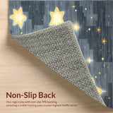 Ultra Soft Area Rug, Non Slip, Stain Resistant, Washable Area Rugs for Living Room, Bedroom, Celestial Nighttime Star Motif(Gray)