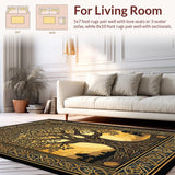 Ultra Soft Area Rug, Non Slip, Stain Resistant, Washable Area Rugs for Living Room, Bedroom, Chic Natural Patterned Appeal(Gold)
