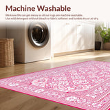 Ultra Soft Area Rug, Non Slip, Stain Resistant, Washable Area Rugs for Living Room, Bedroom, Rustic Tasseled Texture Appeal(Pink)