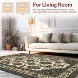 Ultra Soft Area Rug, Non Slip, Stain Resistant, Washable Area Rugs for Living Room, Bedroom, Elegant Vintage Paisley Motif(Beige)