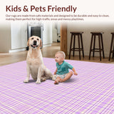 Ultra Soft Area Rug, Non Slip, Stain Resistant, Washable Area Rugs for Living Room, Bedroom, Elegant Lavender Diamond Motif(Purple)