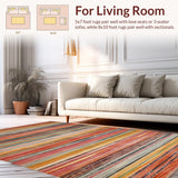 Ultra Soft Area Rug, Non Slip, Stain Resistant, Washable Area Rugs for Living Room, Bedroom, Modern Eclectic Stripe Arrangement(Red)