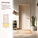 Ultra Soft Area Rug, Non Slip, Stain Resistant, Washable Area Rugs for Living Room, Bedroom, Chic Minimalist Cream Graphics(Orange)