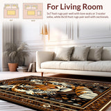 Ultra Soft Area Rug, Non Slip, Stain Resistant, Washable Area Rugs for Living Room, Bedroom, Vibrant Youthful Animal Motif(Brown)