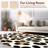 Ultra Soft Area Rug, Non Slip, Stain Resistant, Washable Area Rugs for Living Room, Bedroom, Black Ivory Animal Print Hallway Runner Rug(Beige)