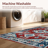 Ultra Soft Area Rug, Non Slip, Stain Resistant, Washable Area Rugs for Living Room, Bedroom, Rustic Red Medallion Design(Red)