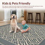 Ultra Soft Area Rug, Non Slip, Stain Resistant, Washable Area Rugs for Living Room, Bedroom, Stylish Transitional Neutral Motif(Gray)