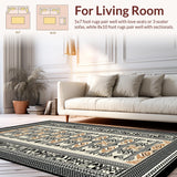 Ultra Soft Area Rug, Non Slip, Stain Resistant, Washable Area Rugs for Living Room, Bedroom, Cozy Ethnic Inspired Floor Decor(Brown)