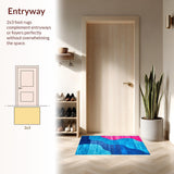 Ultra Soft Area Rug, Non Slip, Stain Resistant, Washable Area Rugs for Living Room, Bedroom, Elegant Contemporary Wave Aesthetic(Blue)