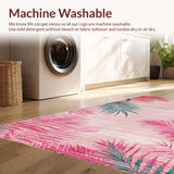 Ultra Soft Area Rug, Non Slip, Stain Resistant, Washable Area Rugs for Living Room, Bedroom, Elegant Distressed Floral Pattern(Pink)