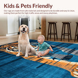 Ultra Soft Area Rug, Non Slip, Stain Resistant, Washable Area Rugs for Living Room, Bedroom, Modern Dark Blue Animal Motif(Orange)