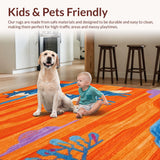 Ultra Soft Area Rug, Non Slip, Stain Resistant, Washable Area Rugs for Living Room, Bedroom, Cartoon Animal Whimsy Pattern(Orange)