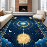 Ultra Soft Area Rug, Non Slip, Stain Resistant, Washable Area Rugs for Living Room, Bedroom, Radiant Celestial Inspired Artwork(Blue)