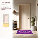 Ultra Soft Area Rug, Non Slip, Stain Resistant, Washable Area Rugs for Living Room, Bedroom, Serene Abstract Yoga Mat Visual(Purple)