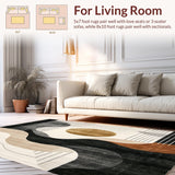 Ultra Soft Area Rug, Non Slip, Stain Resistant, Washable Area Rugs for Living Room, Bedroom, Barista Collection Abstract Swirl Area for Modern Interior Decor(Gray)