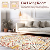 Ultra Soft Area Rug, Non Slip, Stain Resistant, Washable Area Rugs for Living Room, Bedroom, Vibrant Eclectic Geometric Style(White)