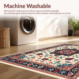 Ultra Soft Area Rug, Non Slip, Stain Resistant, Washable Area Rugs for Living Room, Bedroom, Eclectic Cream Blue Bedroom Rug for Minimalist Homes(Beige)
