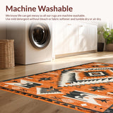 Ultra Soft Area Rug, Non Slip, Stain Resistant, Washable Area Rugs for Living Room, Bedroom, Tribal Warm Earthy Aesthetic(Orange)
