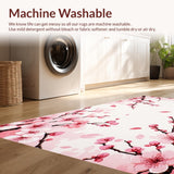 Ultra Soft Area Rug, Non Slip, Stain Resistant, Washable Area Rugs for Living Room, Bedroom, Whimsical Cherry Blossom Composition(Pink)