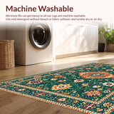 Ultra Soft Area Rug, Non Slip, Stain Resistant, Washable Area Rugs for Living Room, Bedroom, Charming Soft Floral Texture(Green)