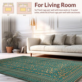 Ultra Soft Area Rug, Non Slip, Stain Resistant, Washable Area Rugs for Living Room, Bedroom, Artisan Crafted Western Charm(Blue)