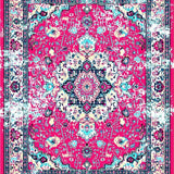Ultra Soft Area Rug, Non Slip, Stain Resistant, Washable Area Rugs for Living Room, Bedroom, Artful Lived-In Damask Design(Red)