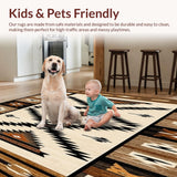 Ultra Soft Area Rug, Non Slip, Stain Resistant, Washable Area Rugs for Living Room, Bedroom, Waterproof Runner with Navajo Inspired Design(Beige)