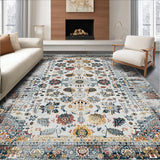 Ultra Soft Area Rug, Non Slip, Stain Resistant, Washable Area Rugs for Living Room, Bedroom, Artistic Ogee Floral Theme(Gray)