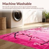 Ultra Soft Area Rug, Non Slip, Stain Resistant, Washable Area Rugs for Living Room, Bedroom, Japanese Garden Inspired Motif(Pink)