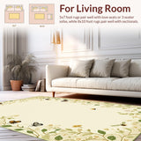 Ultra Soft Area Rug, Non Slip, Stain Resistant, Washable Area Rugs for Living Room, Bedroom, Serene Floral Fantasy Design(Beige)