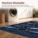 Ultra Soft Area Rug, Non Slip, Stain Resistant, Washable Area Rugs for Living Room, Bedroom, Dynamic Blue Tones Design(Blue)