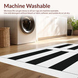 Ultra Soft Area Rug, Non Slip, Stain Resistant, Washable Area Rugs for Living Room, Bedroom, Classic Monochrome Striped Decor Rug with Contemporary Linear Design(Black)