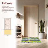 Ultra Soft Area Rug, Non Slip, Stain Resistant, Washable Area Rugs for Living Room, Bedroom, Educational City Life Journey Mat(Yellow)