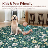Ultra Soft Area Rug, Non Slip, Stain Resistant, Washable Area Rugs for Living Room, Bedroom, Rustic Textured Lattice Design(Green)