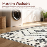 Ultra Soft Area Rug, Non Slip, Stain Resistant, Washable Area Rugs for Living Room, Bedroom, Elegant Neutral Geometric Motif(Gray)