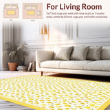 Ultra Soft Area Rug, Non Slip, Stain Resistant, Washable Area Rugs for Living Room, Bedroom, Delicate Petal Accents in Minimalist Style(Yellow)