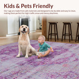 Ultra Soft Area Rug, Non Slip, Stain Resistant, Washable Area Rugs for Living Room, Bedroom, Vibrant Diamond Symmetry Style(Purple)