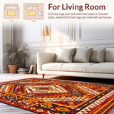 Ultra Soft Area Rug, Non Slip, Stain Resistant, Washable Area Rugs for Living Room, Bedroom, Charming Vintage Inspired Weave(Orange)