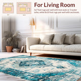 Ultra Soft Area Rug, Non Slip, Stain Resistant, Washable Area Rugs for Living Room, Bedroom, Serene Coastal Patterned Composition(Beige)