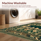Ultra Soft Area Rug, Non Slip, Stain Resistant, Washable Area Rugs for Living Room, Bedroom, Rustic Nature-Inspired Patchwork Aesthetic(Green)